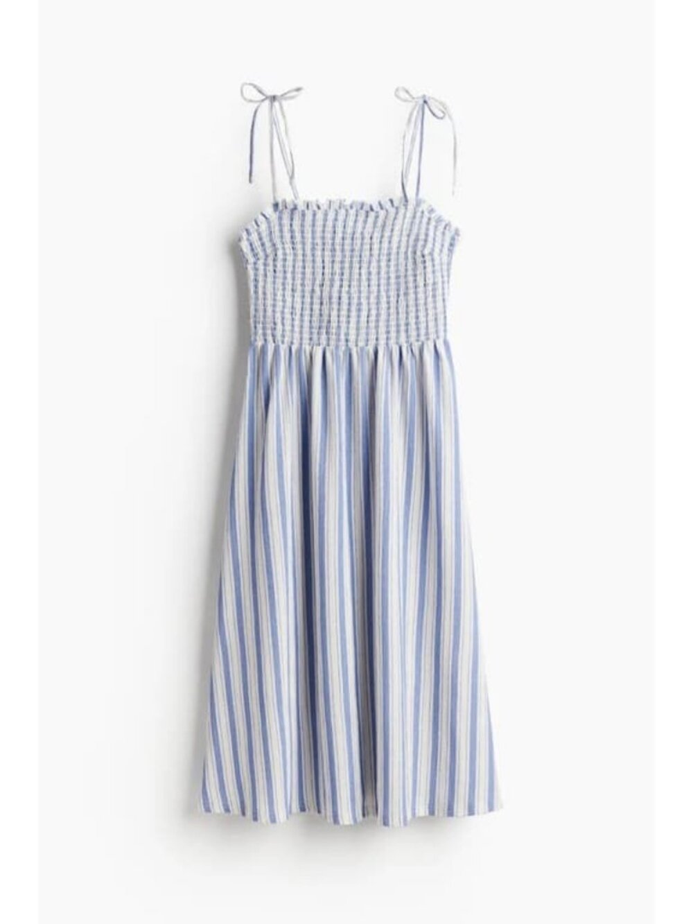 Light Blue Striped Smocked